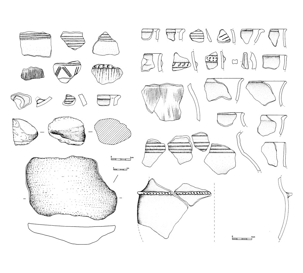 Výběr keramických nálezů z hradiště. Podle Chvojka - John 2006.